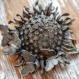 Artisan Sunflower and Butterflies Brooch
