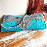 Gorgeous Turquoise Silk Evening Clutch