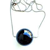Unique Long Black Glass Ball Necklace