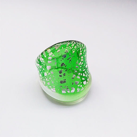 Translucent Green Murano Glass Ring